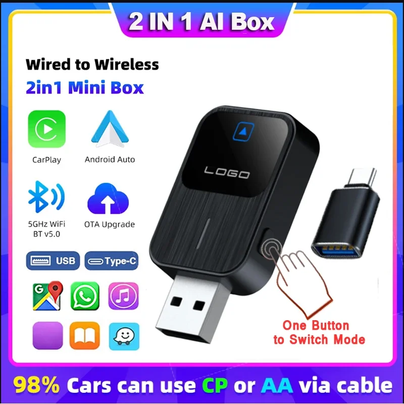 CarPlay и Android Auto Проводной к беспроводному адаптеру Carplay Автомобильный OEM-навигатор Обновление Box Plug & Play с кнопкой переключения сопряжения
CarPlay и Android Auto Проводной к беспроводному адаптеру Carplay Автомобильный OEM-навигатор Обновление Box Plug & Play с кнопкой переключения сопряжения