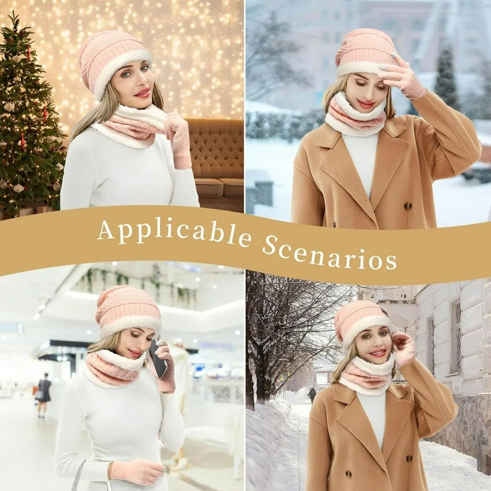 Winter Knit Beanie Hat Neck Warmer Scarf and Touch Screen Gloves Set 3 Pcs Fleece Lined Skull Cap for Men Women
Winter Knit Beanie Hat Neck Warmer Scarf and Touch Screen Gloves Set 3 Pcs Fleece Lined Skull Cap for Men Women