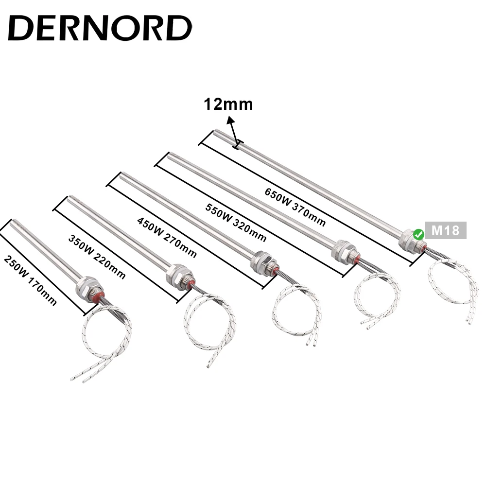 DERNORD Cartridge Heater 220V Electric Tubular Heating Element M18 Immersion Heating Rod Element with Nut SUS304
DERNORD Cartridge Heater 220V Electric Tubular Heating Element M18 Immersion Heating Rod Element with Nut SUS304