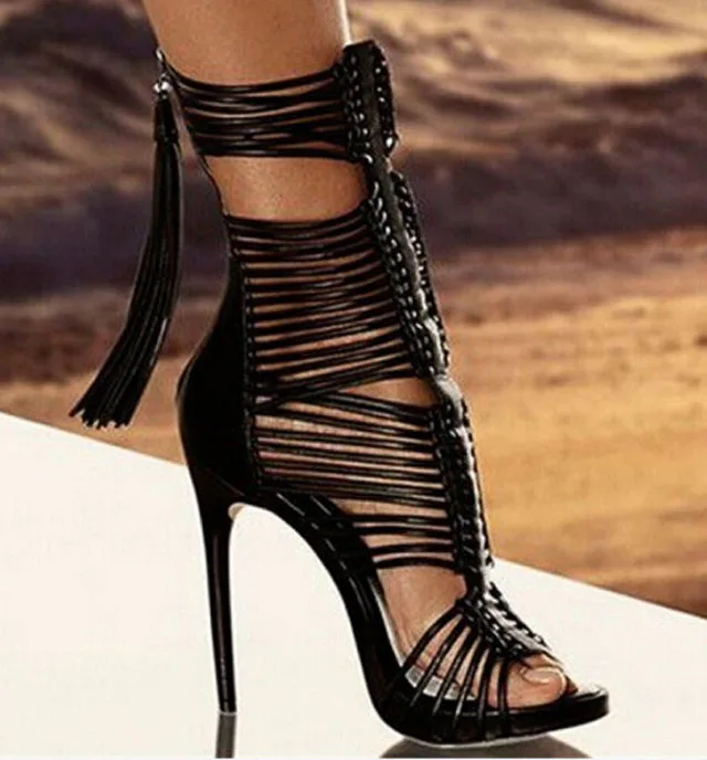 Fashion Back Long Tassel High Heel Sandals Boots Woman Peep Toe Strappy Cutouts Fringed Zipper Stage Short Boots Shoes
Fashion Back Long Tassel High Heel Sandals Boots Woman Peep Toe Strappy Cutouts Fringed Zipper Stage Short Boots Shoes