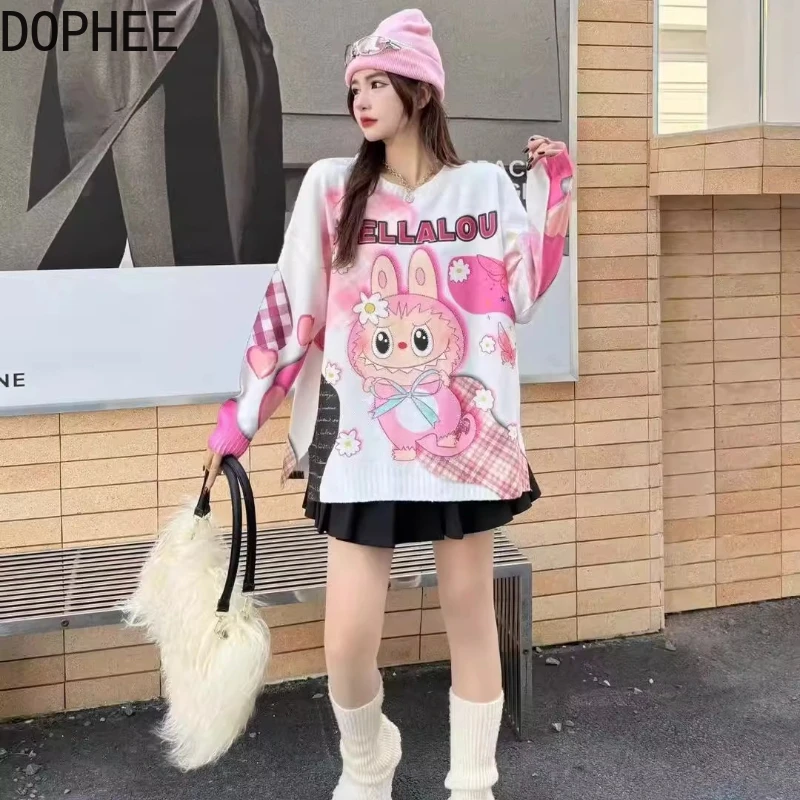 Модные женские вязаные рубашки с мультяшным принтом, пуловер с круглым вырезом и бриллиантами, универсальный милый вязаный свитер с длинными рукавами, топы
Модные женские вязаные рубашки с мультяшным принтом, пуловер с круглым вырезом и бриллиантами, универсальный милый вязаный свитер с длинными рукавами, топы