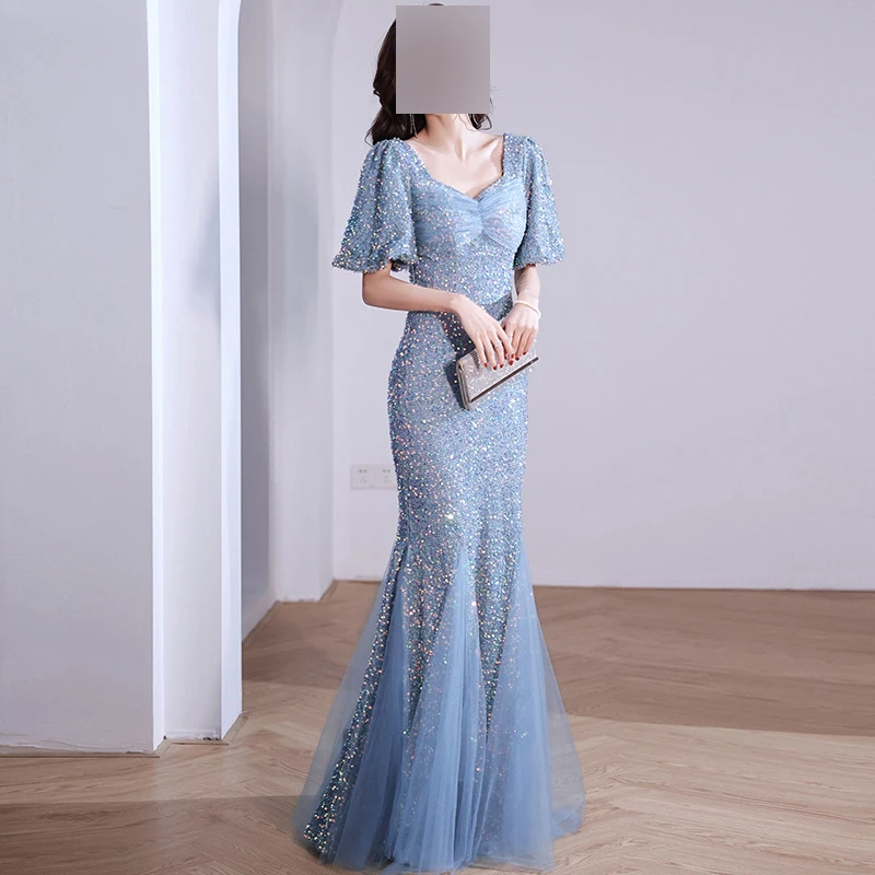 Shiny Mermaid Women Evening Dresses Sequins Short Sleeves Prom Party Gowns Formal Vestido De Noche Abenkleider robes de soirée
Shiny Mermaid Women Evening Dresses Sequins Short Sleeves Prom Party Gowns Formal Vestido De Noche Abenkleider robes de soirée