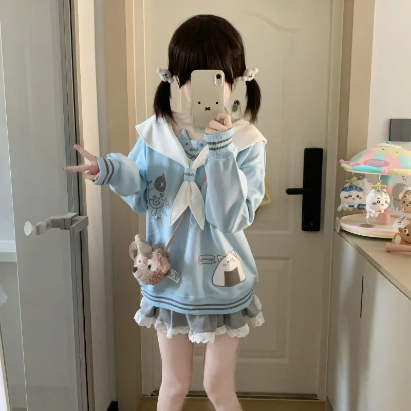 Kimotimo японский милый мультяшный принт с матросским воротником лоскутная толстовка женская осенняя зима свободные топы с длинными рукавами Kawaii толстовка
Kimotimo японский милый мультяшный принт с матросским воротником лоскутная толстовка женская осенняя зима свободные топы с длинными рукавами Kawaii толстовка