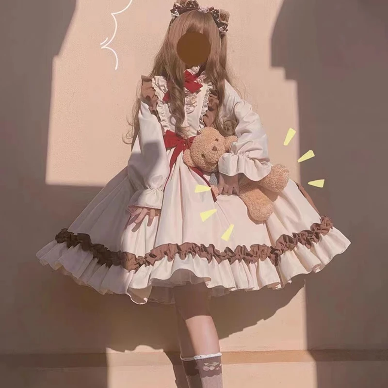 Japanese Sweet Kawaii Lolita Dress Women Vintage Ruffle Bow Girl's Vestidos Performances Party Dresses Y2k Dress Long Sleeves
Japanese Sweet Kawaii Lolita Dress Women Vintage Ruffle Bow Girl's Vestidos Performances Party Dresses Y2k Dress Long Sleeves