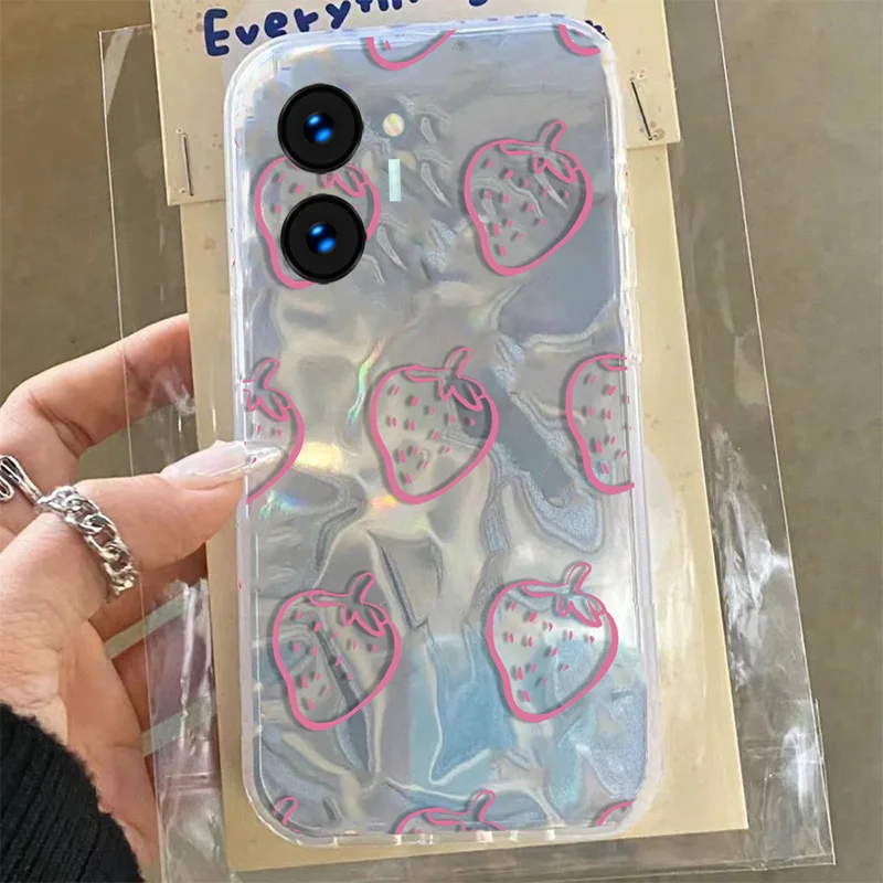 Чехол с лазерной клубникой и фруктами для Realme Note 60 50 C63 C55 C53, чехол для телефона с бантом, вишней, рябью, блестящим цветочным рисунком и мультяшным блестящим чехлом 
Чехол с лазерной клубникой и фруктами для Realme Note 60 50 C63 C55 C53, чехол для телефона с бантом, вишней, рябью, блестящим цветочным рисунком и мультяшным блестящим чехлом