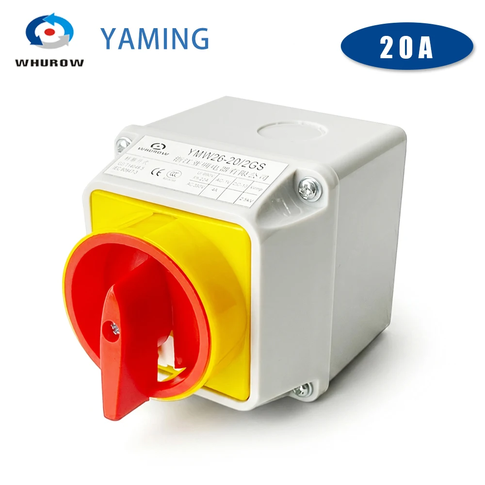YMW26GS-20/2M Universal Transfer Main Power Cut-off Rotary Cam Switch Control Load Circuit Breaker With Box 4P Waterproof IP65
YMW26GS-20/2M Universal Transfer Main Power Cut-off Rotary Cam Switch Control Load Circuit Breaker With Box 4P Waterproof IP65