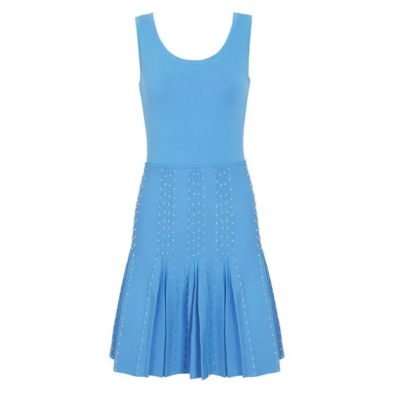 High-Quality Pearl Detail Short Sleeveless Slim Fit Knitted Summer Dress Elegant Casual Style round Neckline mid Waist Design
High-Quality Pearl Detail Short Sleeveless Slim Fit Knitted Summer Dress Elegant Casual Style round Neckline mid Waist Design