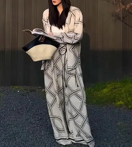 SuperAen 2025 Spring New Suit Women's Pleated Flower Long-sleeved Shirt Wide-leg Trousers Two-piece Set for Women
SuperAen 2025 Spring New Suit Women's Pleated Flower Long-sleeved Shirt Wide-leg Trousers Two-piece Set for Women