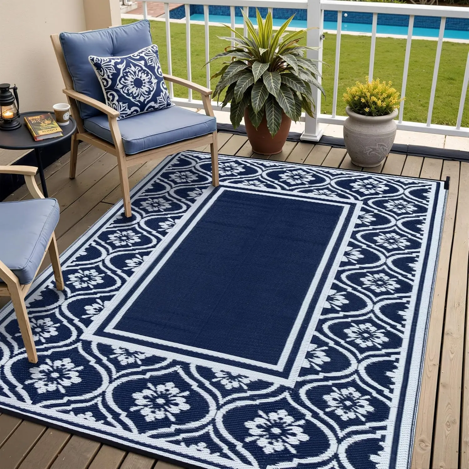 Outdoor Patio Rug 5'x8' Waterproof Outside Area Rugs Blue Reversible Plastic Straw Carpet for RV Deck Camping Entryance Porch
Outdoor Patio Rug 5'x8' Waterproof Outside Area Rugs Blue Reversible Plastic Straw Carpet for RV Deck Camping Entryance Porch