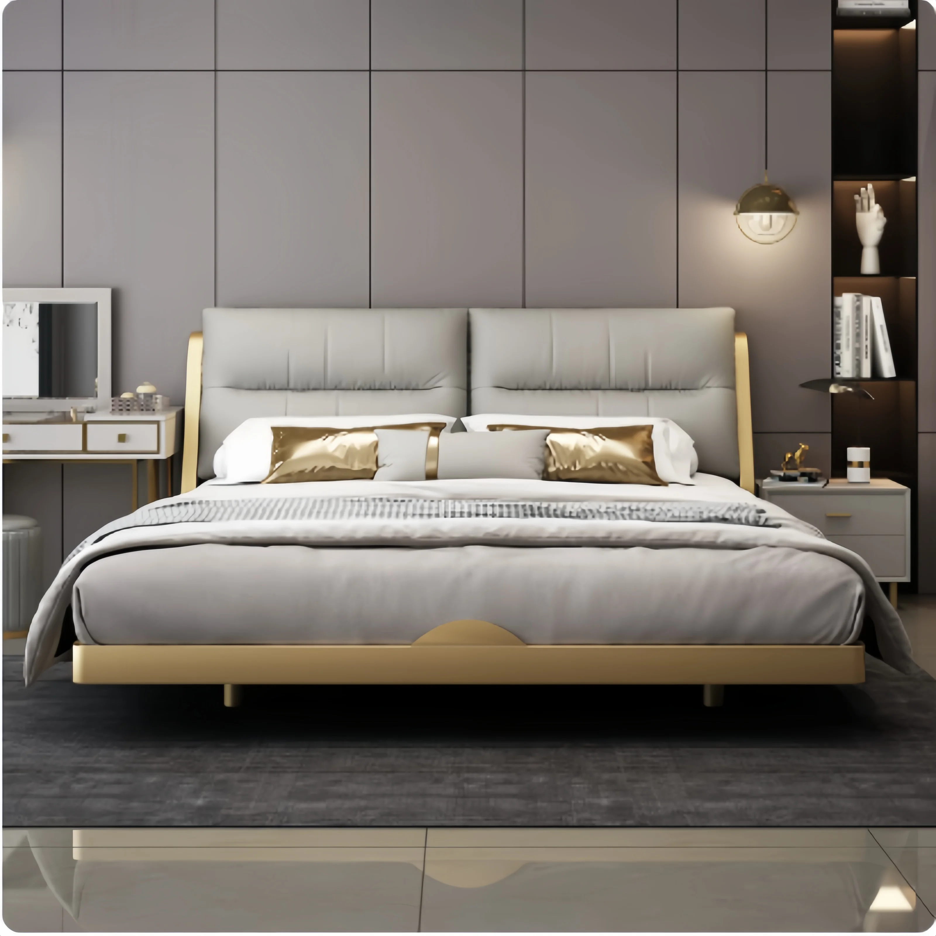 #1.8m Luxury Genuine Leather Double Bed Modern Minimalist Floating Bed Light Luxury Ambient Light Design Hotel Homestay Use
#1.8m Luxury Genuine Leather Double Bed Modern Minimalist Floating Bed Light Luxury Ambient Light Design Hotel Homestay Use