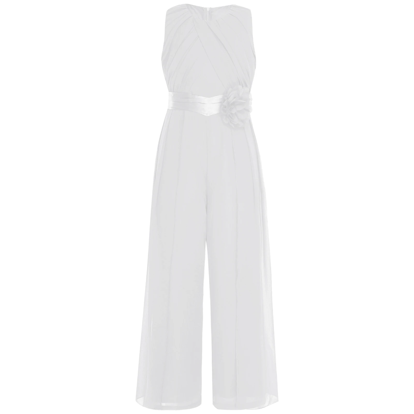 Kids Girls Formal Jumpsuit Sleeveless High Waist Ruffled Chiffon with Detachable Flower Belt Pants for Wedding Party Banquet
Kids Girls Formal Jumpsuit Sleeveless High Waist Ruffled Chiffon with Detachable Flower Belt Pants for Wedding Party Banquet