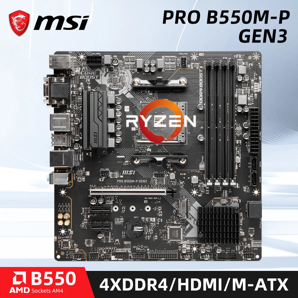 Used MSI PRO B550M-P GEN3 Motherboard Supports AMD Ryzen 5000 & 3000 Series desktop processors AMD B550 Chipset DDR4 PCIe 3.0
Used MSI PRO B550M-P GEN3 Motherboard Supports AMD Ryzen 5000 & 3000 Series desktop processors AMD B550 Chipset DDR4 PCIe 3.0