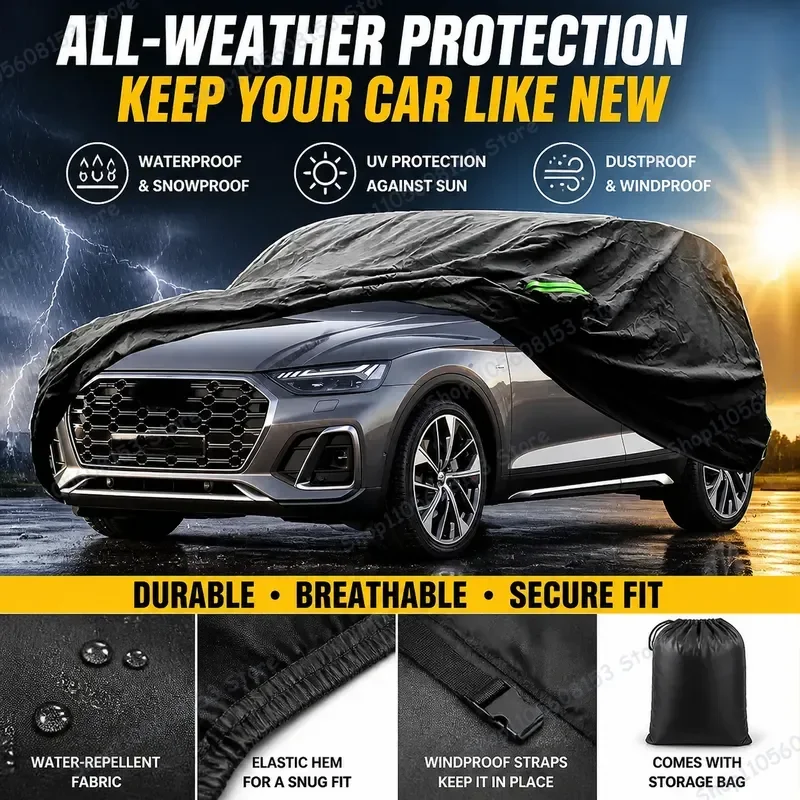 For Audi Q5 SQ5 2009–2025 Outdoor Waterproof Car Cover Windproof Adjustable Straps Snow Rain Dust Hail UV Protection Heavy
For Audi Q5 SQ5 2009–2025 Outdoor Waterproof Car Cover Windproof Adjustable Straps Snow Rain Dust Hail UV Protection Heavy