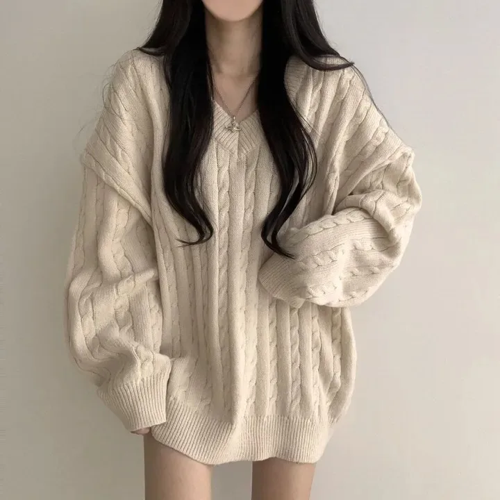 Chic Vintage Twist Lazy Sle Medium Length Sweater Simple V-ne Loose Versatile Thi Knitted Top Women's Faion Spring Au...
Chic Vintage Twist Lazy Sle Medium Length Sweater Simple V-ne Loose Versatile Thi Knitted Top Women's Faion Spring Au...