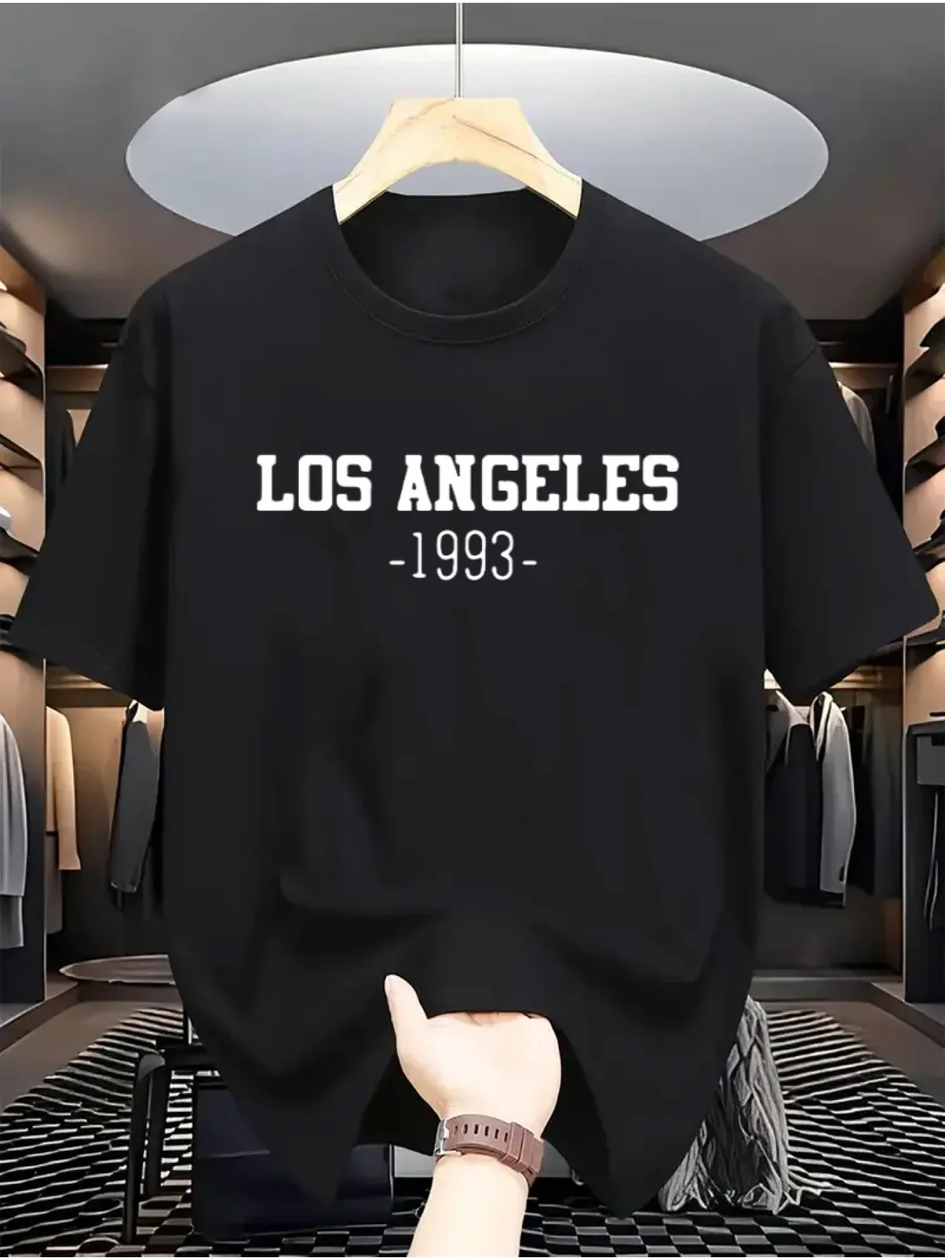 Men's 100% Cotton Los Angeles Graphic T-Shirt, Casual Short Sleeve Crew Neck Tee, Brown with Bold "LOS ANGELES 1993" Print
Men's 100% Cotton Los Angeles Graphic T-Shirt, Casual Short Sleeve Crew Neck Tee, Brown with Bold "LOS ANGELES 1993" Print