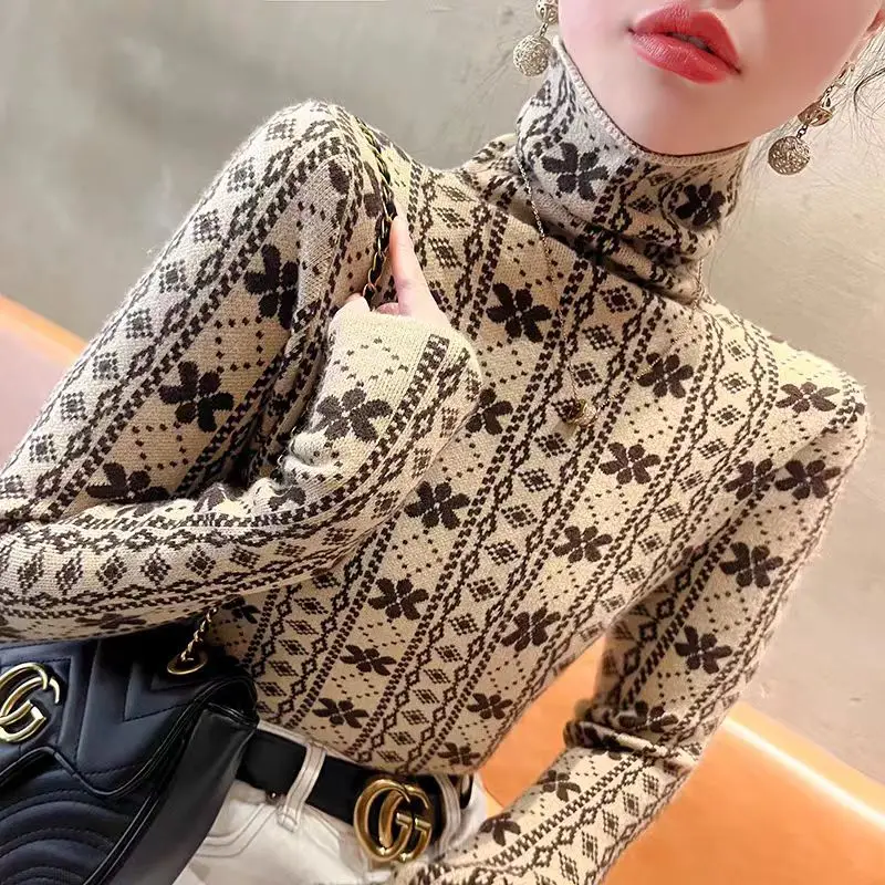 Autumn Winter Fashion Jacquard Slim Soft Elastic Sweaters Women's Clothing Elegant Turtleneck Commute Knitted Pullovers
Autumn Winter Fashion Jacquard Slim Soft Elastic Sweaters Women's Clothing Elegant Turtleneck Commute Knitted Pullovers