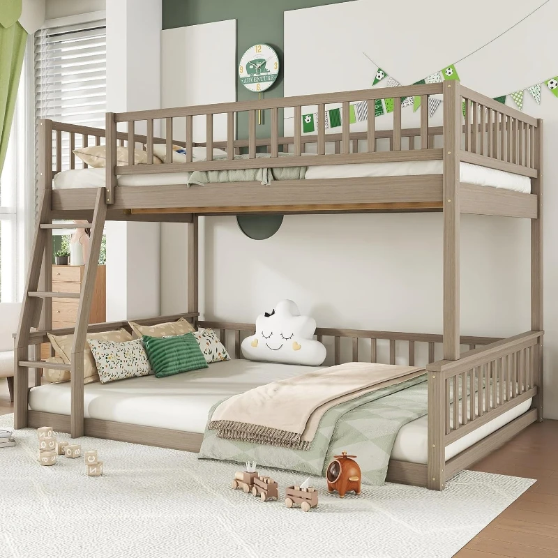 Full XL Over Queen Bunk Bed for Kids/Adults,Queen Size Floor Bunk Beds with Inclined Ladder,Solid Wood Low Bunk Bed
Full XL Over Queen Bunk Bed for Kids/Adults,Queen Size Floor Bunk Beds with Inclined Ladder,Solid Wood Low Bunk Bed