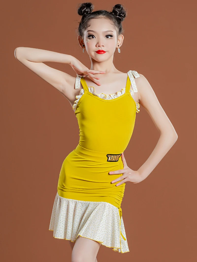 Kids Girls Latin Dance Clothes Yellow Tops Skirt Rumba Tango Cha Cha Ballroom Dance Performance Costume Practice Wear
Kids Girls Latin Dance Clothes Yellow Tops Skirt Rumba Tango Cha Cha Ballroom Dance Performance Costume Practice Wear