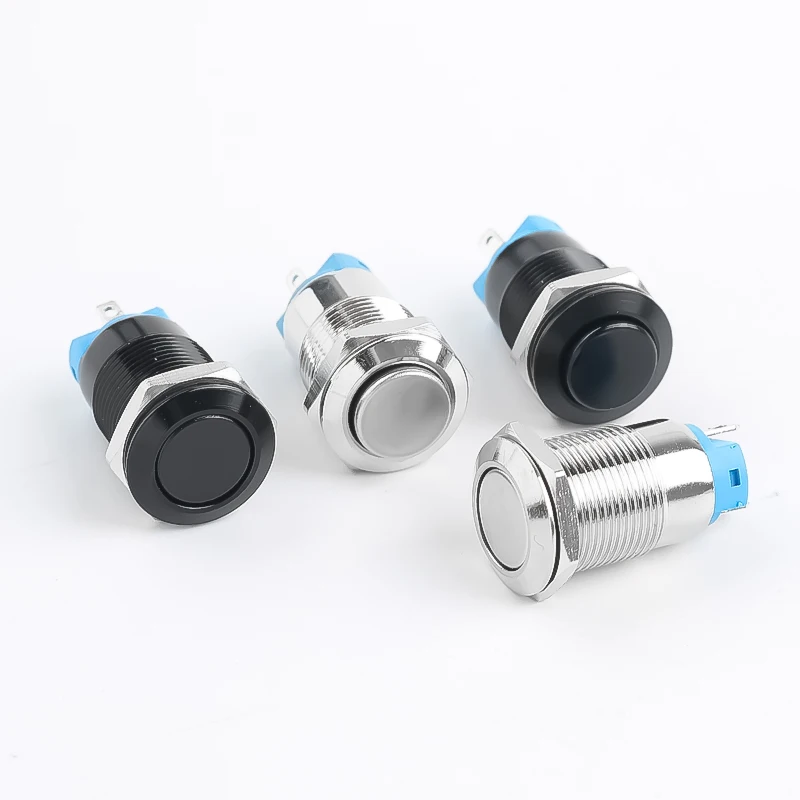Oxidized Black Metal Pushbutton Switch, 12 mm, Without Light, Latching, Welding Foot, High Head, Flat Head, Round Push button
Oxidized Black Metal Pushbutton Switch, 12 mm, Without Light, Latching, Welding Foot, High Head, Flat Head, Round Push button