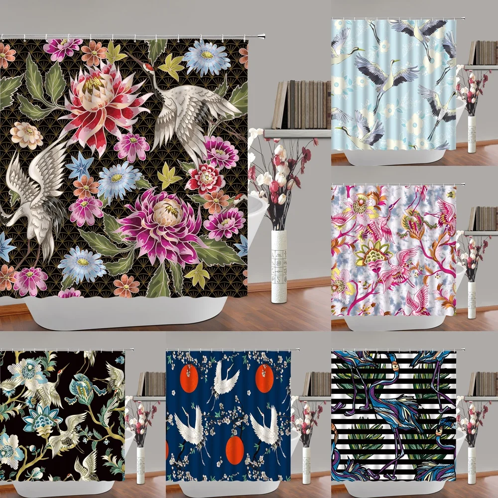 Crane Bohemia Floral Shower Curtain Watercolor Boho Flower Animal Bath Curtains Set Waterproof Fabric Bathroom Decor Screen Home
Crane Bohemia Floral Shower Curtain Watercolor Boho Flower Animal Bath Curtains Set Waterproof Fabric Bathroom Decor Screen Home