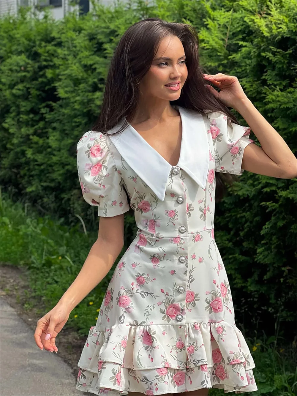 EINY Flower Printed Lapel Mini Dress Women Casual Daily Short Sleeved V Neck A-line Fluffy Short Vestido New Summer Holiday Robe
EINY Flower Printed Lapel Mini Dress Women Casual Daily Short Sleeved V Neck A-line Fluffy Short Vestido New Summer Holiday Robe