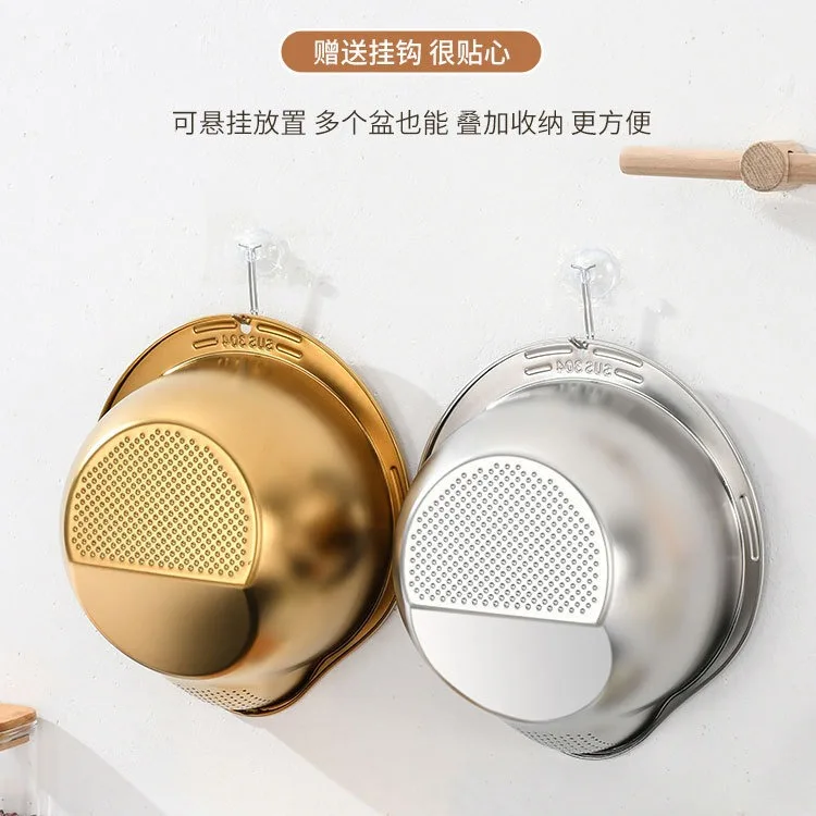 304 stainless steel basin, kitchen rice basin, vegetable washing basin, fruit drip hole, rice sieve, inclined bottom
304 stainless steel basin, kitchen rice basin, vegetable washing basin, fruit drip hole, rice sieve, inclined bottom