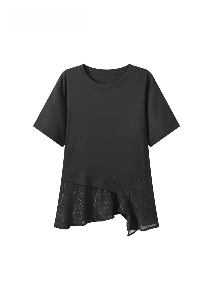 Loose Lace Splice round Neck Short Sleeve T-Shirt Women's Summer New plus Size Casual Cotton Top Cara CLUB Large Size
Loose Lace Splice round Neck Short Sleeve T-Shirt Women's Summer New plus Size Casual Cotton Top Cara CLUB Large Size