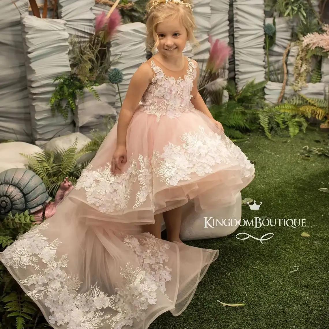 Pink Flower Girl Dresses Pageant Gown for Wedding Floral Lace Appliques High-Low Length Birthday Party First Communion Gown
Pink Flower Girl Dresses Pageant Gown for Wedding Floral Lace Appliques High-Low Length Birthday Party First Communion Gown