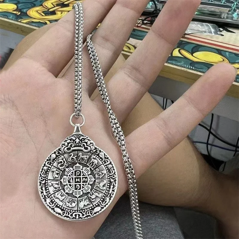 Ethnic Style 12 Zodiacs Animal Nine Palaces Eight Diagrams Necklace For Lady Blessing Vajra Safety Buckle Necklace Women
Ethnic Style 12 Zodiacs Animal Nine Palaces Eight Diagrams Necklace For Lady Blessing Vajra Safety Buckle Necklace Women
