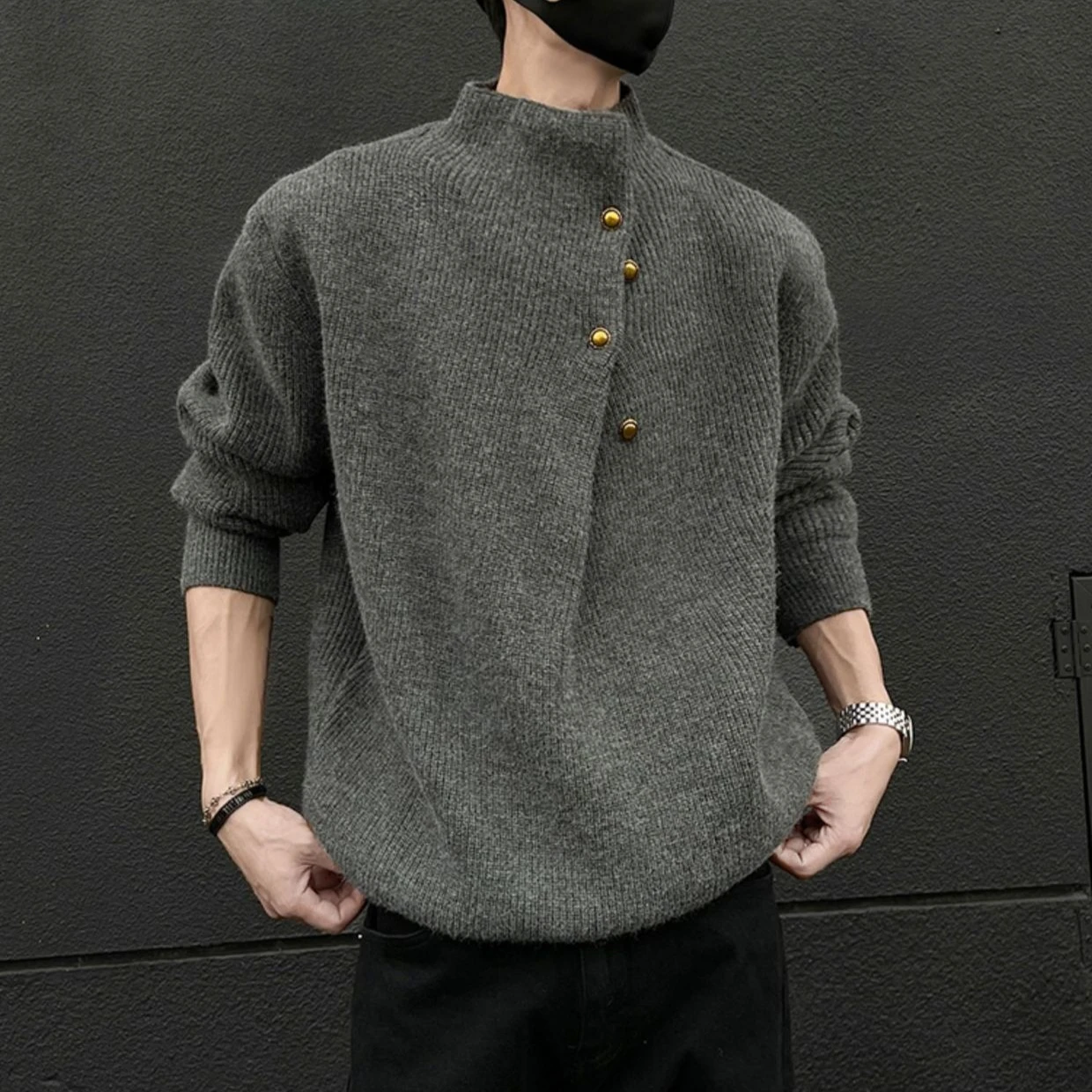 New Half-Turtleneck Button Design Sweaters Men Winter Korean Fashion Knitted Pullovers Business Casual Christmas Jumpers
New Half-Turtleneck Button Design Sweaters Men Winter Korean Fashion Knitted Pullovers Business Casual Christmas Jumpers