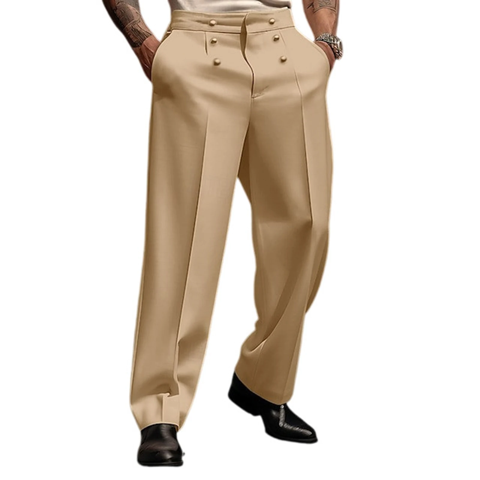 Men's Solid Color Button Waist Straight Leg Trousers Pants Formal Dress Pants Slim Fit Business Trousers Classic Work Pants
Men's Solid Color Button Waist Straight Leg Trousers Pants Formal Dress Pants Slim Fit Business Trousers Classic Work Pants