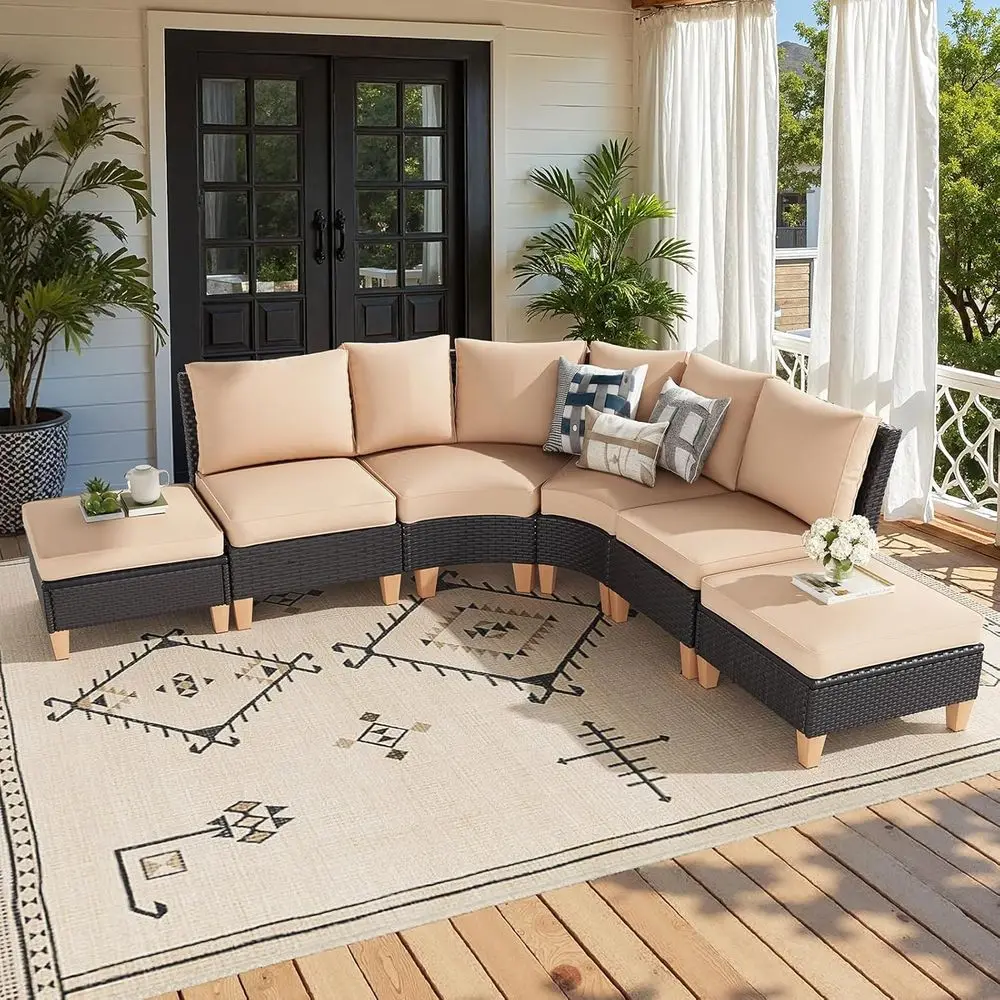 Hal-Moon Patio Contion Set, 6-Piece Outdoor Sectional urniture Set with Cushions, Wicker Patio Contion Set Outdoor Sectional Soa
Hal-Moon Patio Contion Set, 6-Piece Outdoor Sectional urniture Set with Cushions, Wicker Patio Contion Set Outdoor Sectional Soa