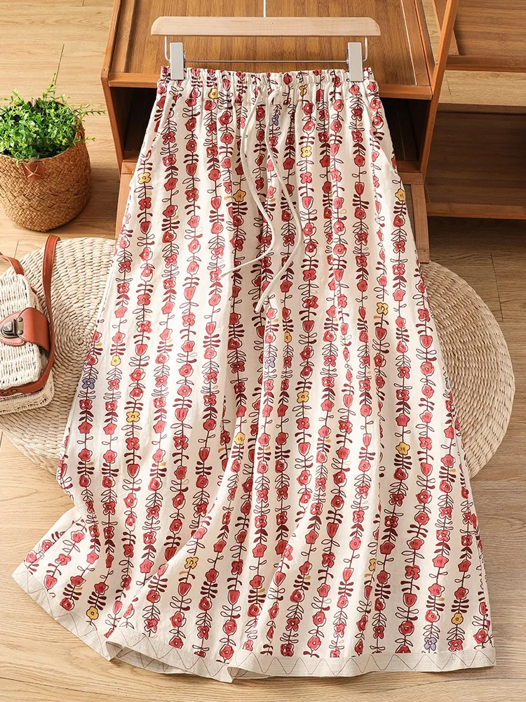 Retro Digital Print Linen Midi Skirt Women's Summer Elastic High Waist Draped Slimming plus Size A-Line Skirt Casual Elegant
Retro Digital Print Linen Midi Skirt Women's Summer Elastic High Waist Draped Slimming plus Size A-Line Skirt Casual Elegant