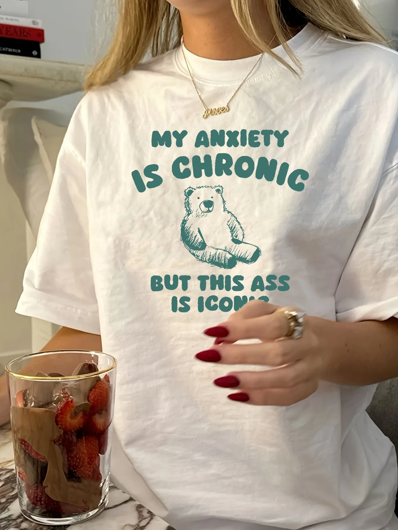 Women'S Vintage Crew Neck T-Shirt with Cute Bear Print, Geometric Pattern, Short Sleeve, Regular Length, 100% Polyester
Women'S Vintage Crew Neck T-Shirt with Cute Bear Print, Geometric Pattern, Short Sleeve, Regular Length, 100% Polyester
