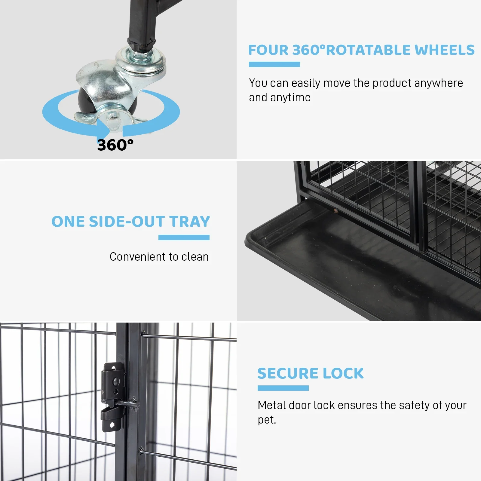 26 Inch Durable Cat Cage, Thickened Metal Wire Cat Enclosure Indoor with Double Doors, Lockable Wheels and Slide-out Trays
26 Inch Durable Cat Cage, Thickened Metal Wire Cat Enclosure Indoor with Double Doors, Lockable Wheels and Slide-out Trays