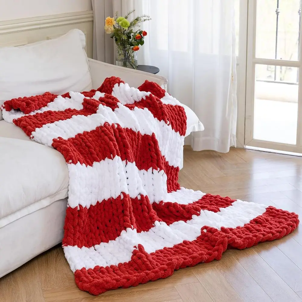 Luxury Cozy 50x60 Chunky Knit Throw Blanket, 100% Woven Rope Knot, Machine Washable, White/Wine Red for Couch, Sofa, Home Decor,
Luxury Cozy 50x60 Chunky Knit Throw Blanket, 100% Woven Rope Knot, Machine Washable, White/Wine Red for Couch, Sofa, Home Decor,