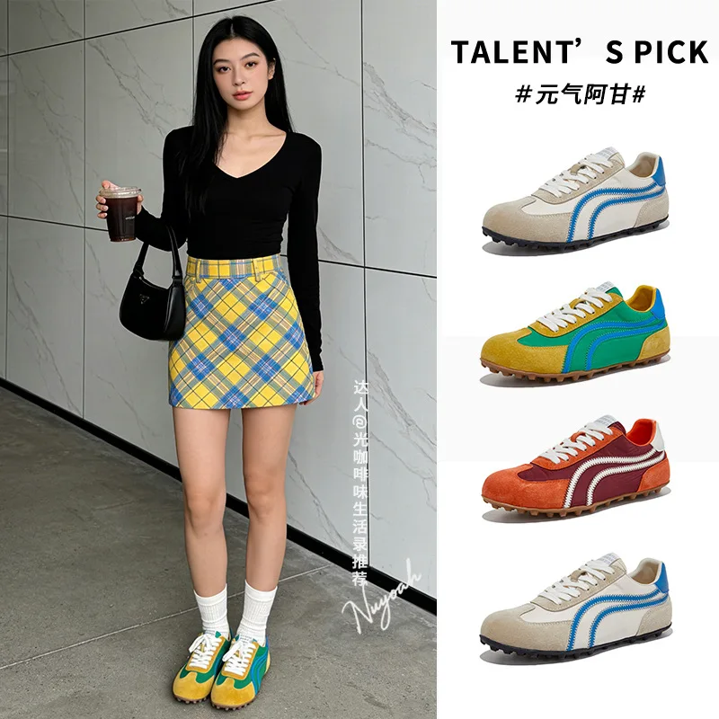 Genuine Leather Color-blocked German Training Spring Summer New Casual Sneakers Flat Forrest Gump Shoes Trendy Women's Lace-up
Genuine Leather Color-blocked German Training Spring Summer New Casual Sneakers Flat Forrest Gump Shoes Trendy Women's Lace-up