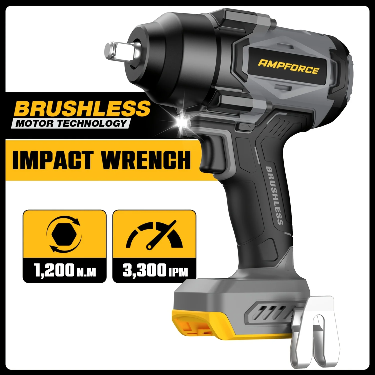 20V 1200N.m/400N.m Brushless 1/2" Impact Wrench, Compatible with DewaIt 20V Battery, 3-Speed Adjustment, Constant Torque Output, Tool Only (Battery Not Included), for Car Tire Removal, Machinery Maintenance, And Industrial Repairs
20V 1200N.m/400N.m Brushless 1/2" Impact Wrench, Compatible with DewaIt 20V Battery, 3-Speed Adjustment, Constant Torque Output, Tool Only (Battery Not Included), for Car Tire Removal, Machinery Maintenance, And Industrial Repairs