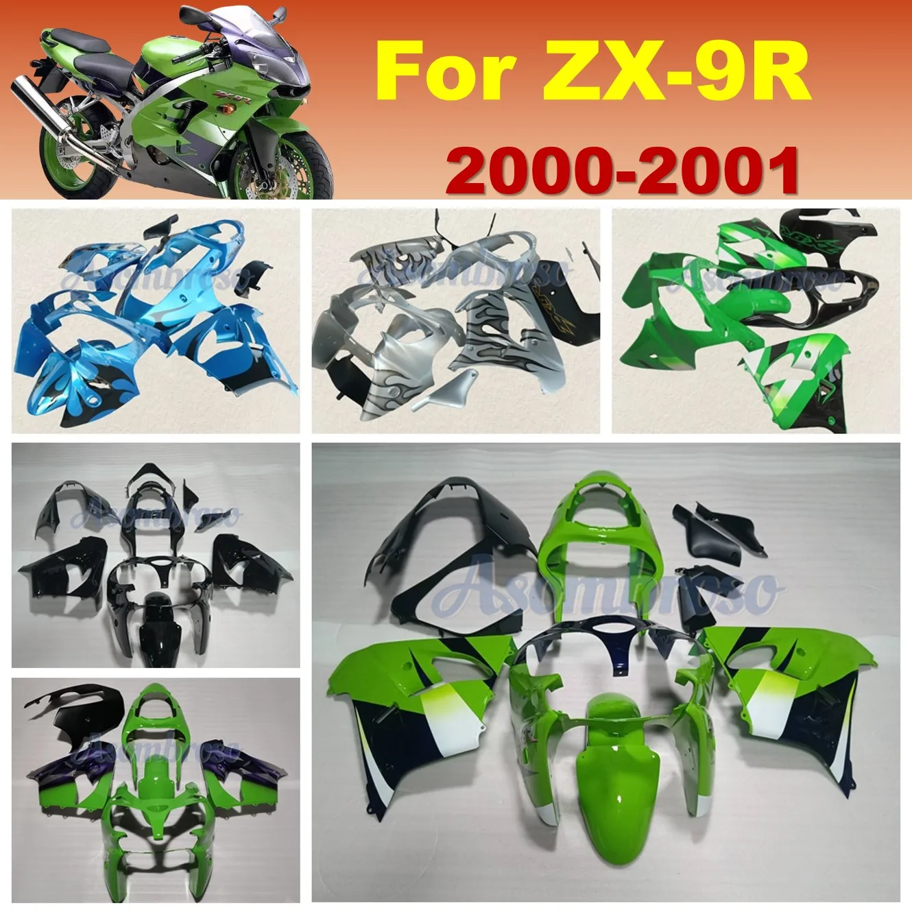 Motocycle Fairings kits For Ninja ZX9R ZX 9R 2000 2001 ZX-9R Customized ABS Bodywork Panels Set
Motocycle Fairings kits For Ninja ZX9R ZX 9R 2000 2001 ZX-9R Customized ABS Bodywork Panels Set