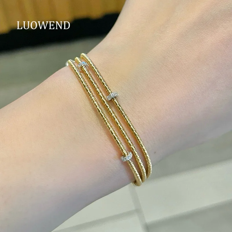 LUOWEND браслет из 100% желтого золота 18 карат, роскошный блестящий дизайн, браслет из настоящего натурального бриллианта 0,24 карата для женщин, ювелирные изделия для вечеринок 
LUOWEND браслет из 100% желтого золота 18 карат, роскошный блестящий дизайн, браслет из настоящего натурального бриллианта 0,24 карата для женщин, ювелирные изделия для вечеринок