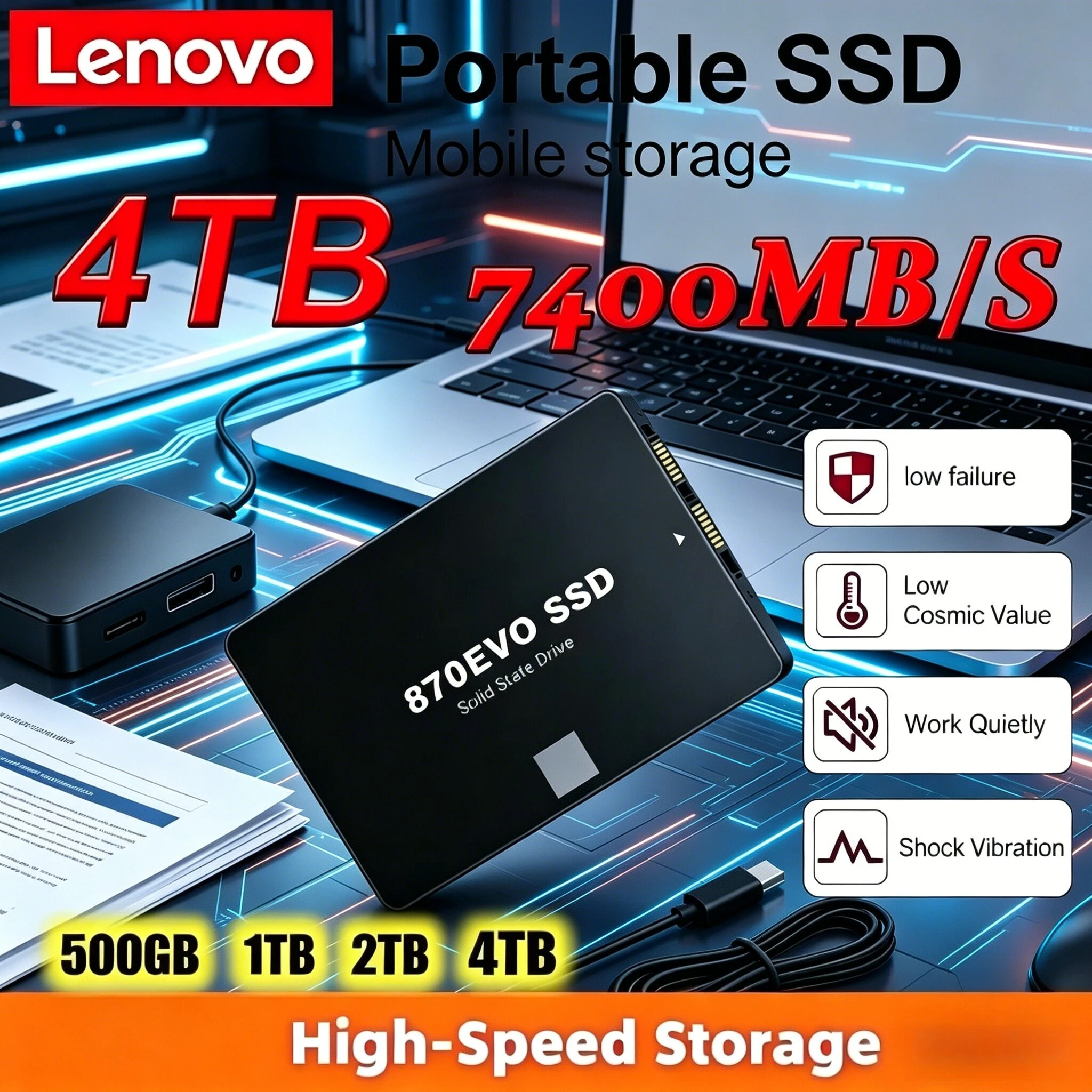 Lenovo 870 EVO 2TB 4TB 2.5 Inch SATA3 Internal SSD High Speed Solid State Drive for Laptop and Desktop PC
Lenovo 870 EVO 2TB 4TB 2.5 Inch SATA3 Internal SSD High Speed Solid State Drive for Laptop and Desktop PC