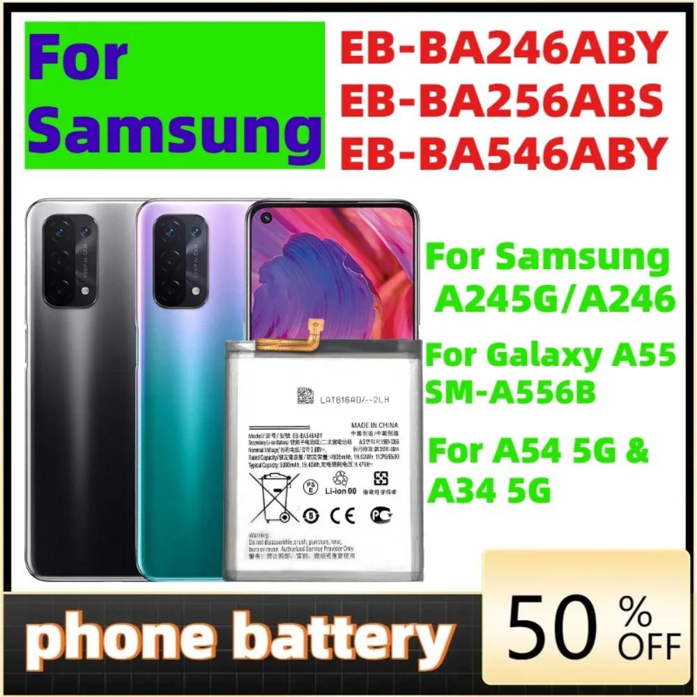 Phone battery For Samsung Galaxy A24 A54 A34 A25 5G Mobile Phone Batteries EB-BA246ABY EB-BA256ABS EB-BA546ABY
Phone battery For Samsung Galaxy A24 A54 A34 A25 5G Mobile Phone Batteries EB-BA246ABY EB-BA256ABS EB-BA546ABY