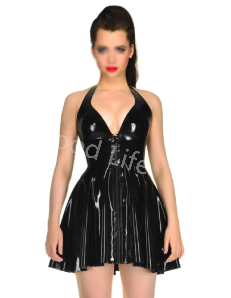 Natural Handsome Latex Rubber Catsuit Women Dress Sleeveless Mini Swing Dress Gummi with Front Zipper
Natural Handsome Latex Rubber Catsuit Women Dress Sleeveless Mini Swing Dress Gummi with Front Zipper