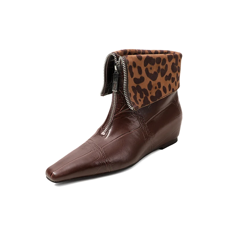 Vintage Leopard Print Patchwork Cow Leather Ankle Boots Square Toe Chunky Heel Front Zipper Winter Dressy Boots for Women
Vintage Leopard Print Patchwork Cow Leather Ankle Boots Square Toe Chunky Heel Front Zipper Winter Dressy Boots for Women