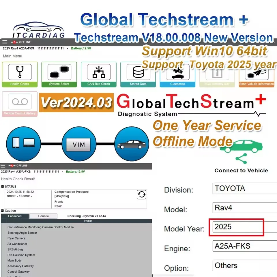 2025 GTS+ Global Techstream+ One Year for Toyota/Lexus PK Techstream v18.00.008 Global Diagnostic Software work with J2534
2025 GTS+ Global Techstream+ One Year for Toyota/Lexus PK Techstream v18.00.008 Global Diagnostic Software work with J2534
