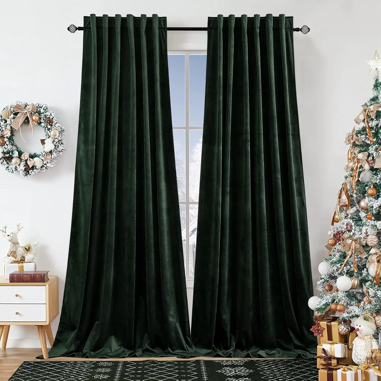 Dark Green Velvet Curtains for Bedroom Window with Back Tab, Super Soft Vintage Luxury Heavy Drapes, Room Darkening Ther
Dark Green Velvet Curtains for Bedroom Window with Back Tab, Super Soft Vintage Luxury Heavy Drapes, Room Darkening Ther