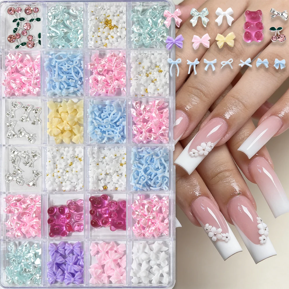 1200Pcs Mixed Nail Art Charms Kit - Acrylic Bows, Jelly Bears & Cherry Blossom Flowers - Lovely Nail Decor for Women's Manicure
1200Pcs Mixed Nail Art Charms Kit - Acrylic Bows, Jelly Bears & Cherry Blossom Flowers - Lovely Nail Decor for Women's Manicure