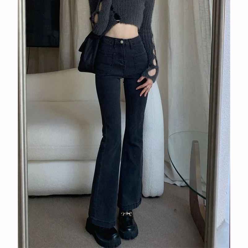 Women Trend Retro Slim Fit Jeans Girls Black Gray Straight Leg Denim Pants Female Casual High Waist Flared Trousers
Women Trend Retro Slim Fit Jeans Girls Black Gray Straight Leg Denim Pants Female Casual High Waist Flared Trousers