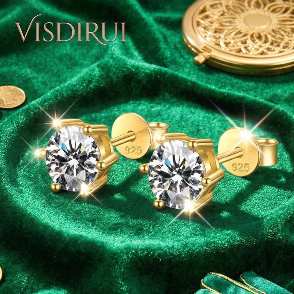 VISDIRUI D Color Moissanite Stud Earrings S925 Silver 0.3ct to 3ct Round Cut Hypoallergenic Gold Finish Jewelry Gift Women
VISDIRUI D Color Moissanite Stud Earrings S925 Silver 0.3ct to 3ct Round Cut Hypoallergenic Gold Finish Jewelry Gift Women