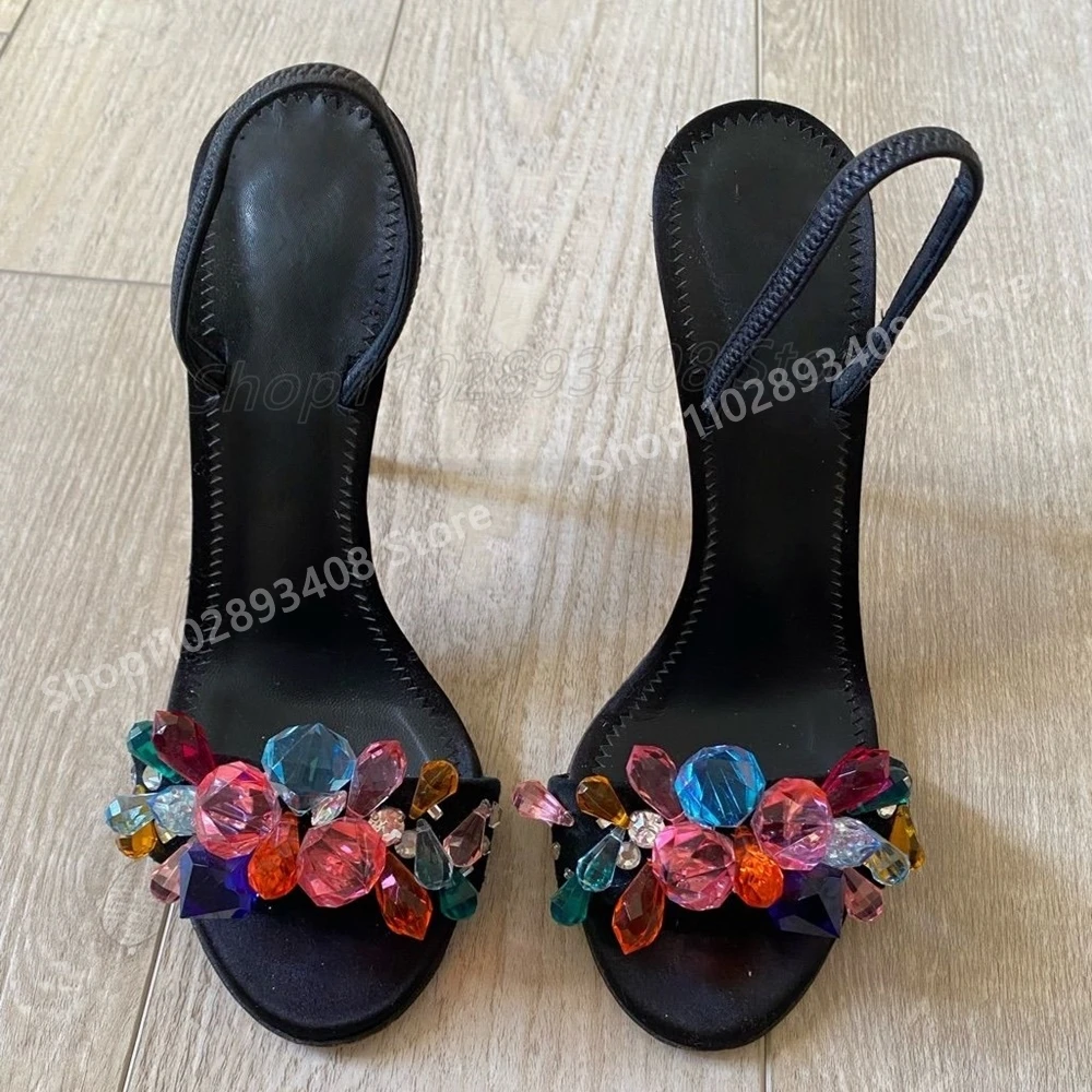 Colorful Crystals Decor Open Toe Sandals Party Slingback Stiletto High Heel Sexy Women Shoes 2025 Autumn Zapatos Para Mujere
Colorful Crystals Decor Open Toe Sandals Party Slingback Stiletto High Heel Sexy Women Shoes 2025 Autumn Zapatos Para Mujere